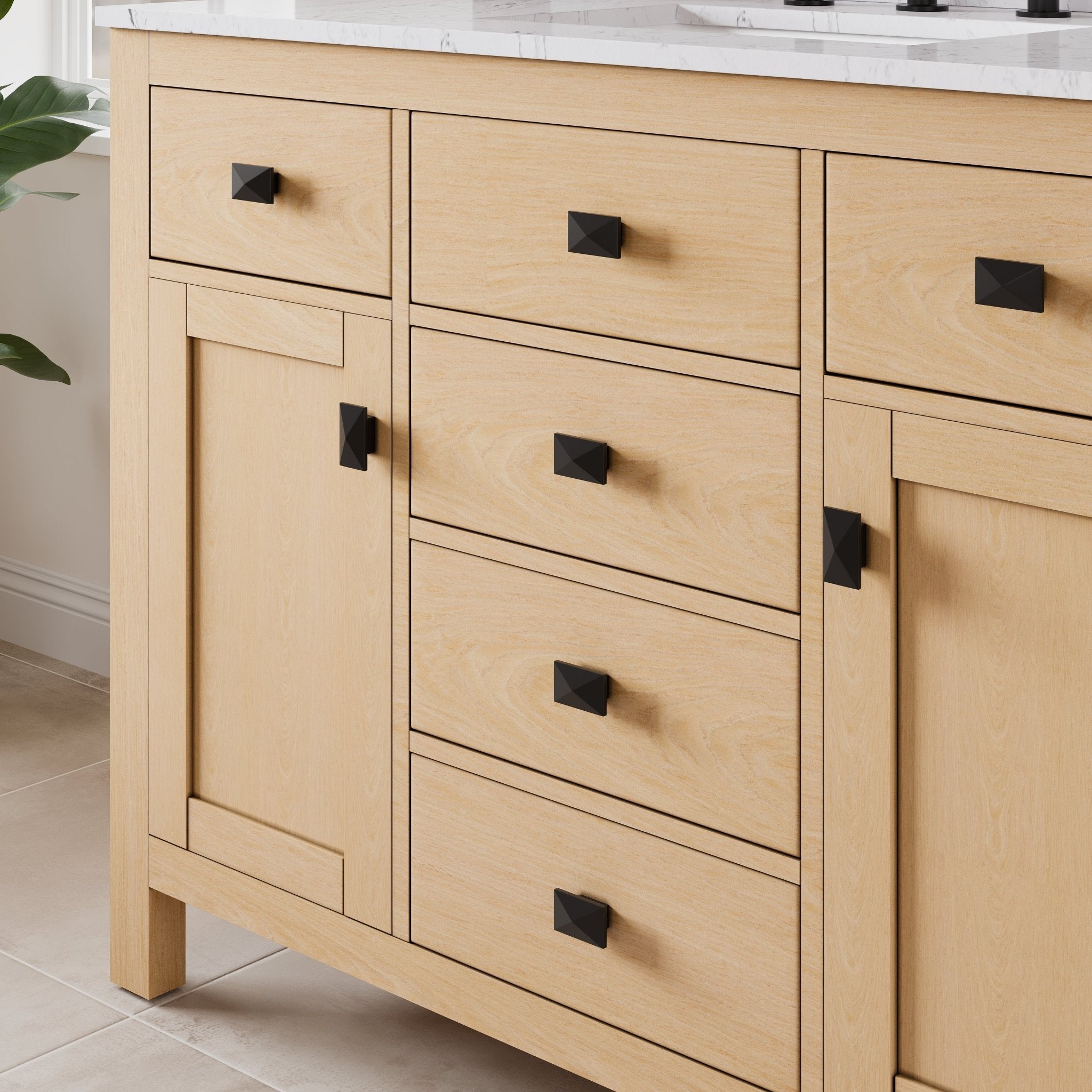 Artemis 42 in. Oak Single Sink Bath Vanity with Arabescato Engineered Stone Top and Undermount Porcelain Sink - Bathroom Vanity by Eviva