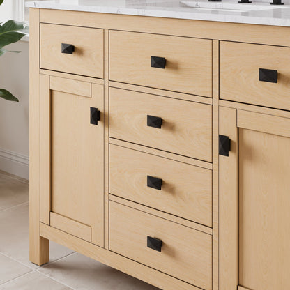 Artemis 42 in. Oak Single Sink Bath Vanity with Arabescato Engineered Stone Top and Undermount Porcelain Sink - Bathroom Vanity by Eviva