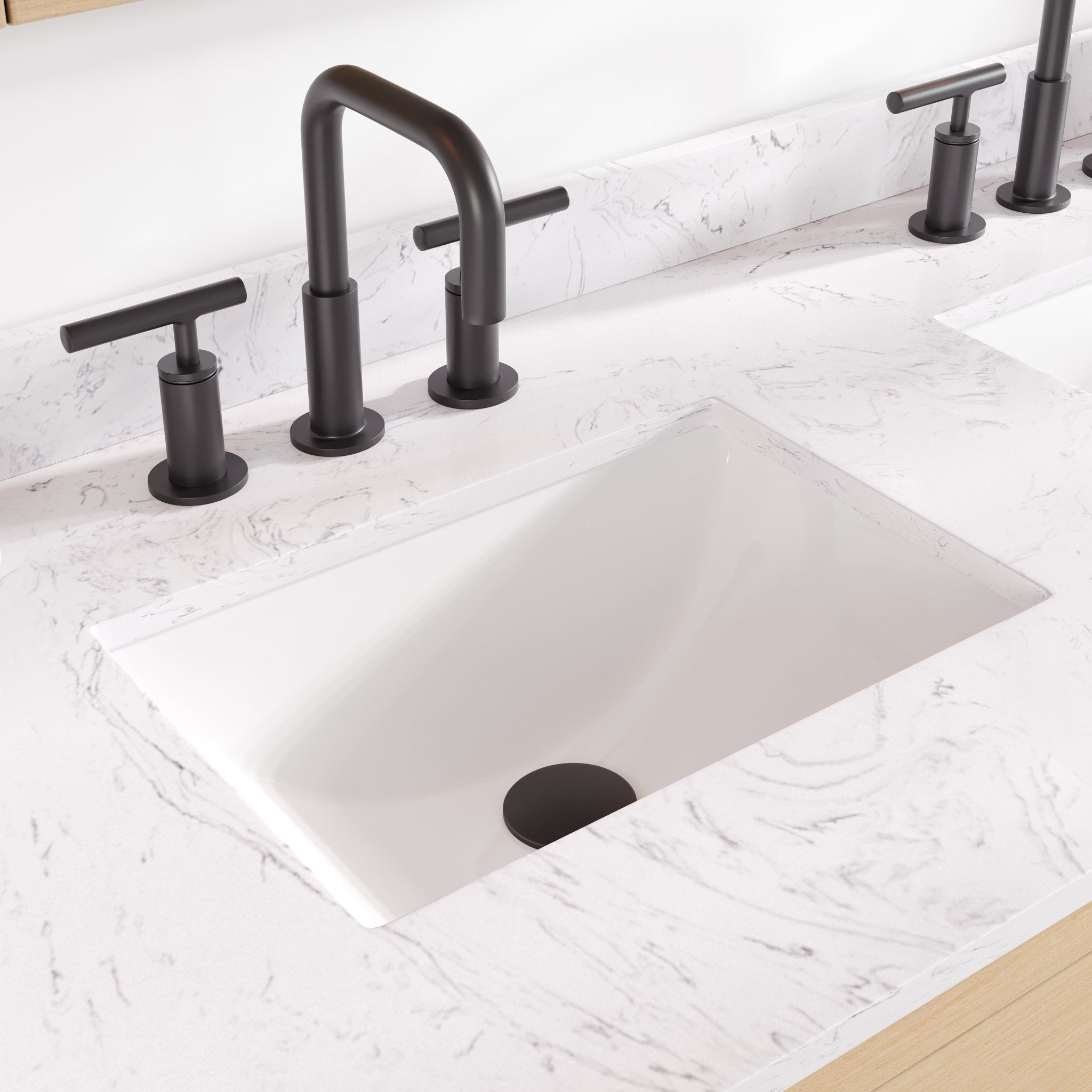 Artemis 44 in. Oak Double Sink Bath Vanity with Arabescato Engineered Stone Top and Undermount Porcelain Sinks - Bathroom Vanity by Eviva