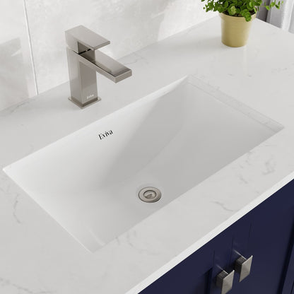 London 42 in. Blue Single Sink Bath Vanity with Carrara Quartz Top and Undermount Porcelain Sink
