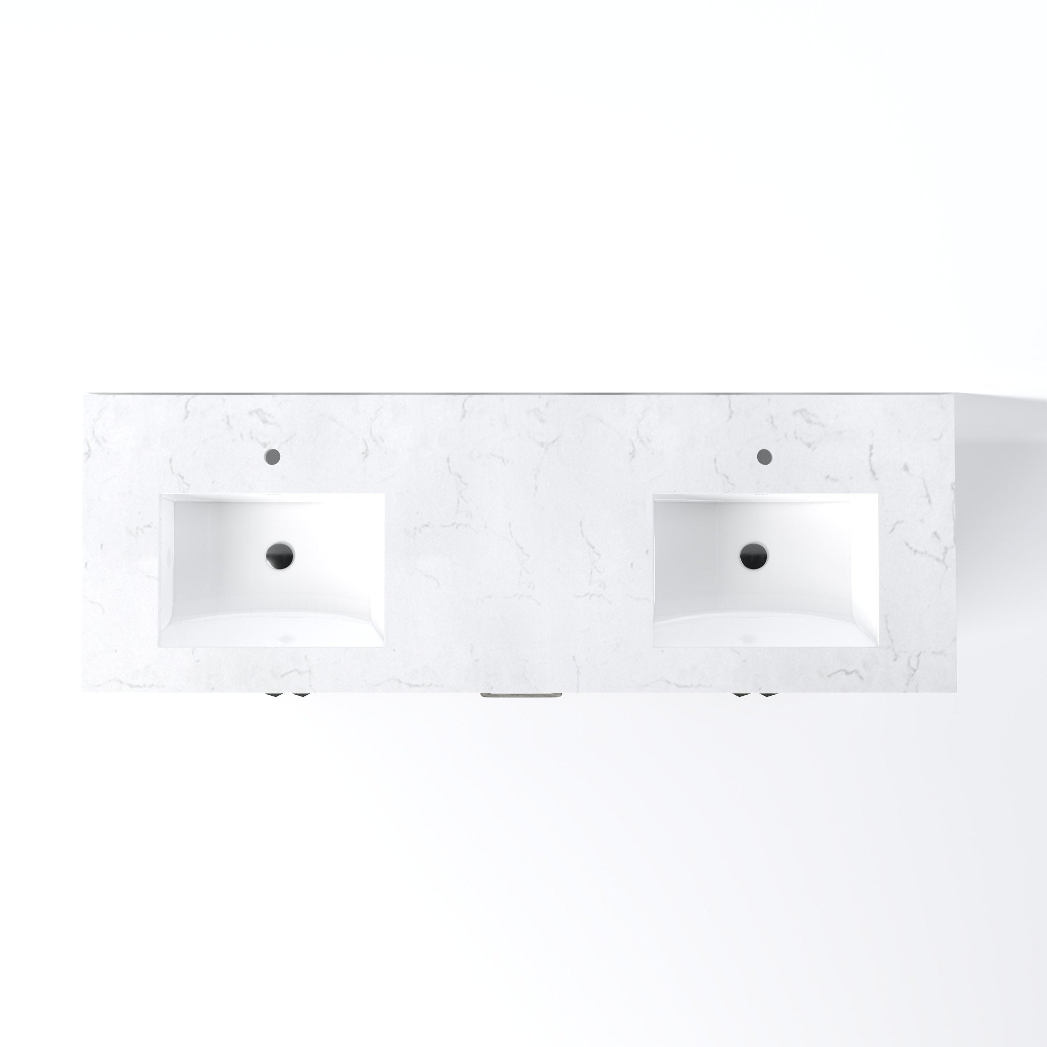 London 60 in. White Double Sink Bath Vanity with Carrara Quartz Top and Undermount Porcelain Sinks - Bathroom Vanity by Eviva