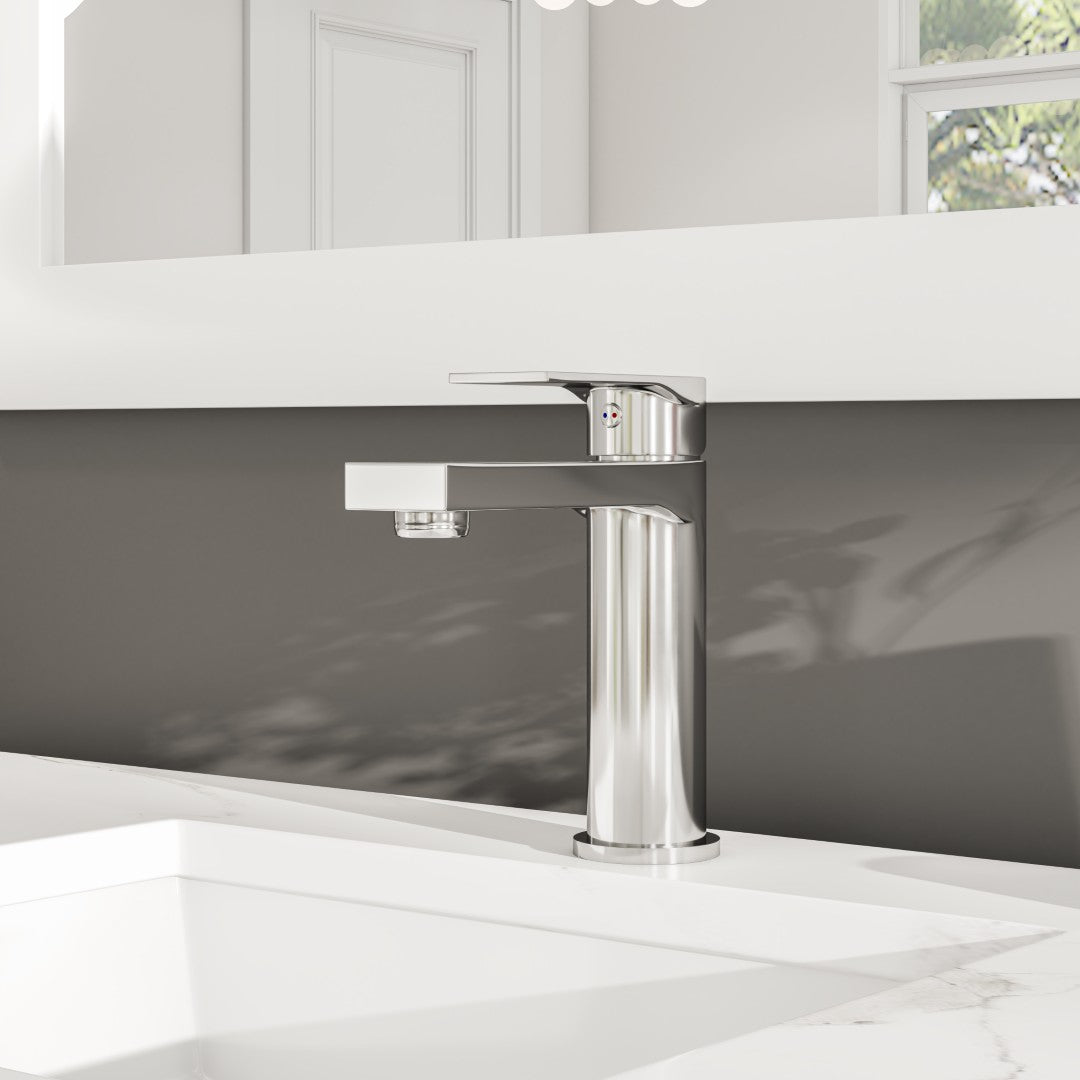 Eviva Pure Single-Handle Waterfall Single-Hole Batrhoom Faucet with Deckplate Included in Brushed Nickel