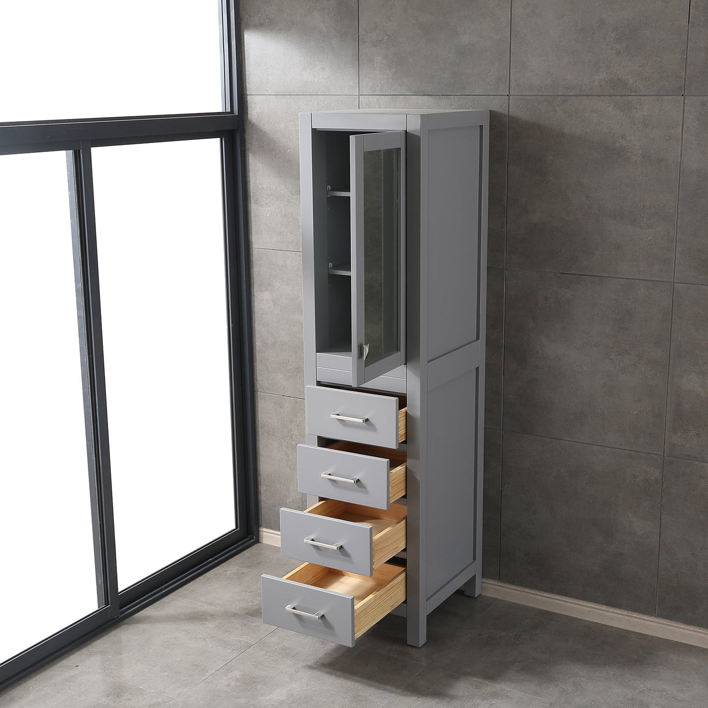 Eviva Aberdeen 18" Gray Freestanding Modern Linen Side Cabinet