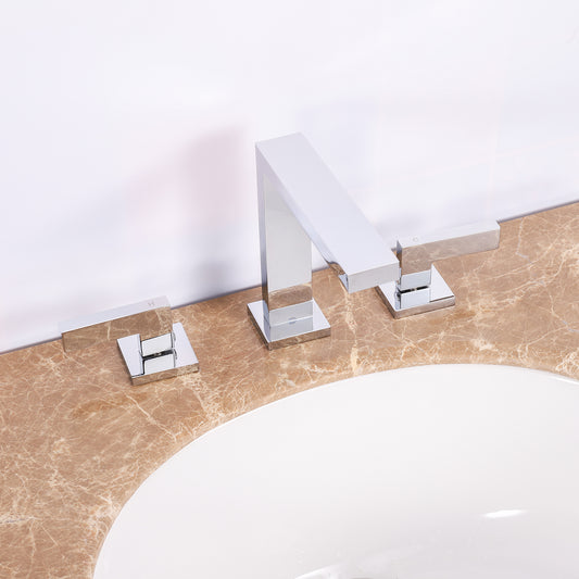Eviva Sleek 2 Handles (3 Holes) Chrome Bathroom Sink Faucet