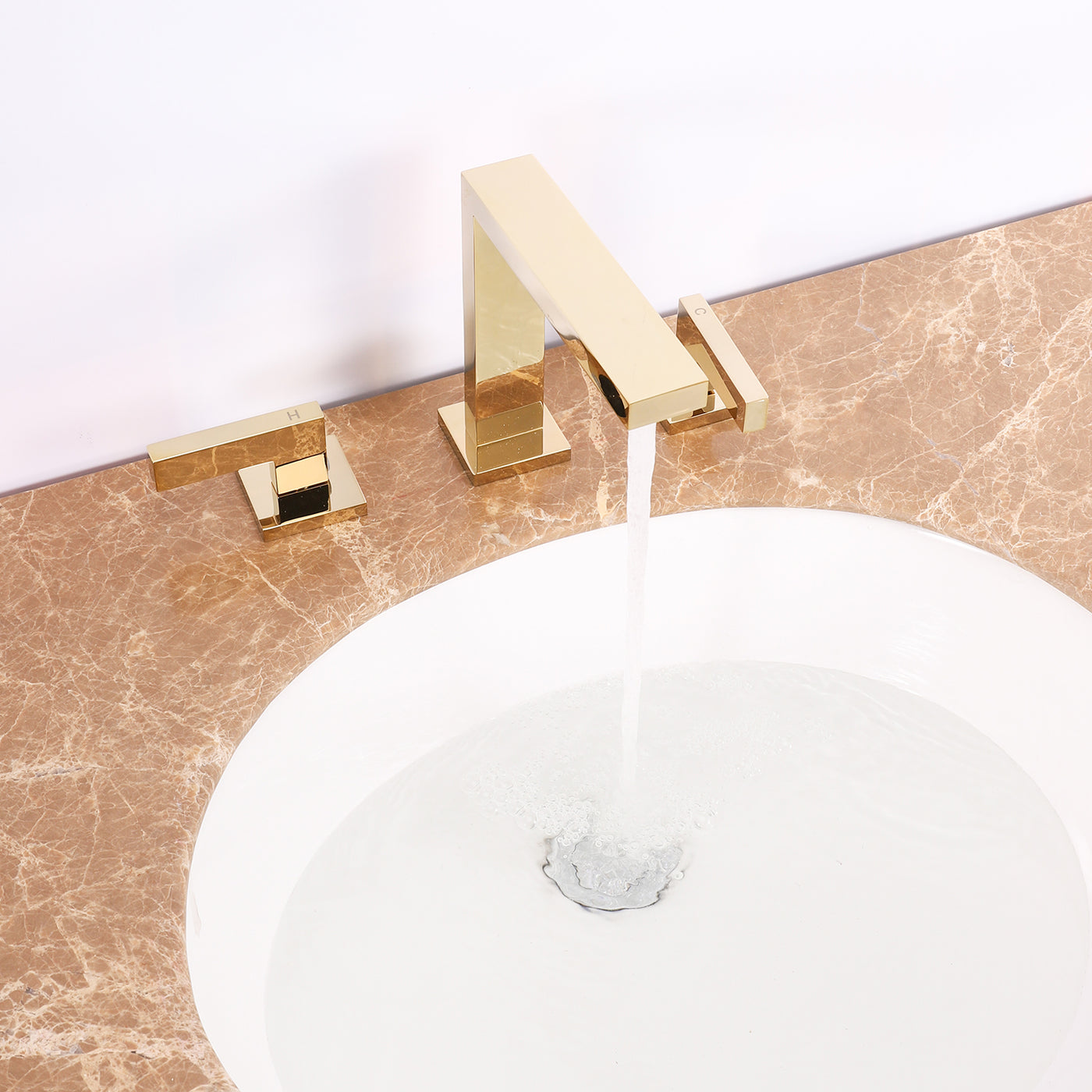 Eviva Sleek 2 Handles (3 Holes) Gold Bathroom Sink Faucet