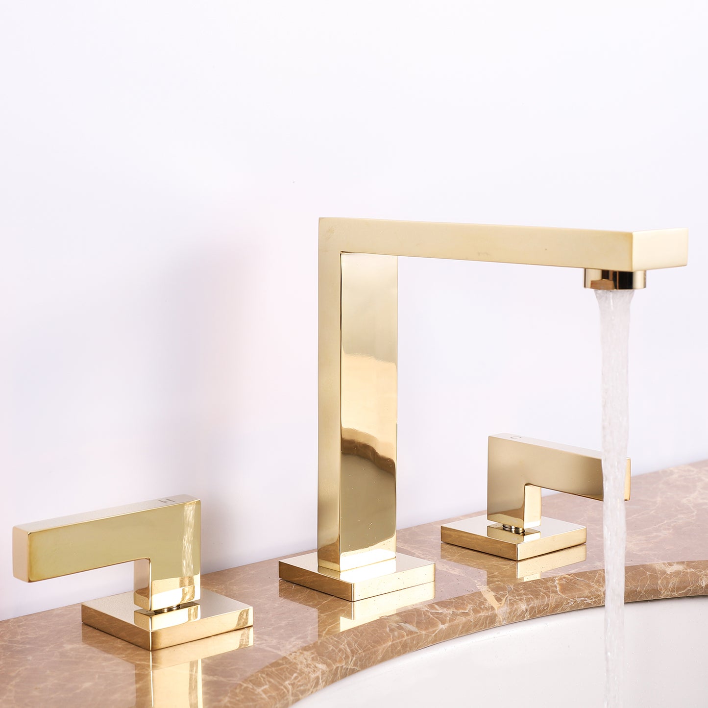 Eviva Sleek 2 Handles (3 Holes) Gold Bathroom Sink Faucet