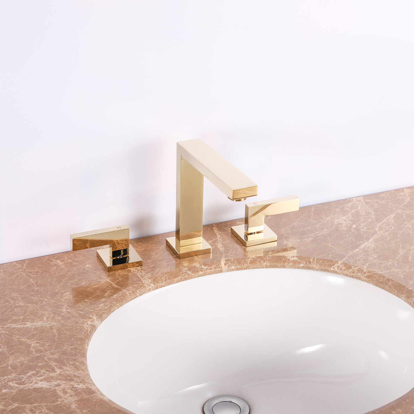 Eviva Sleek 2 Handles (3 Holes) Gold Bathroom Sink Faucet