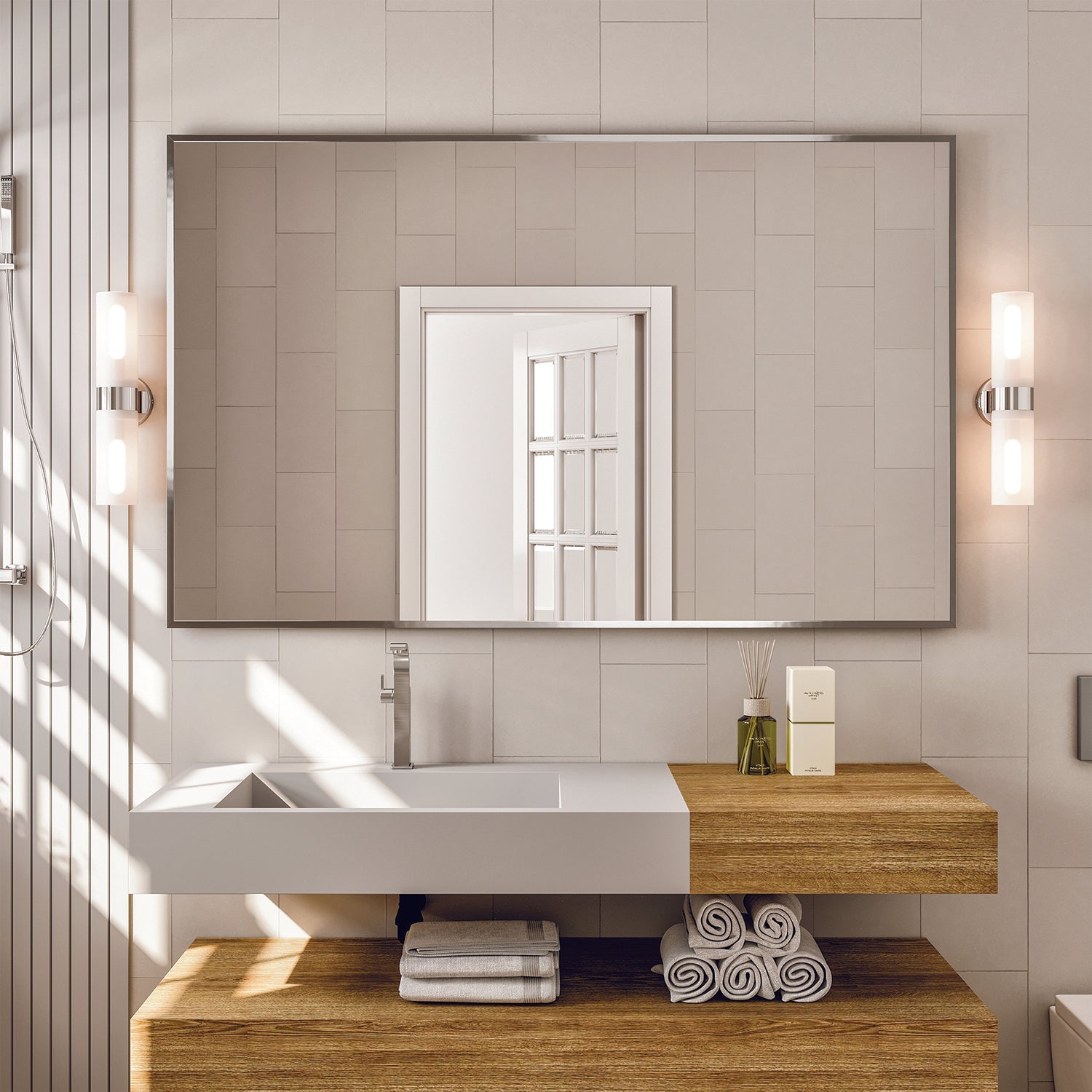  Eviva EVMR-42X30-GOK Sun - Tocadores de baño, espejo de pared  con marco completo, color gris roble gris de 42 pulgadas : Hogar y Cocina