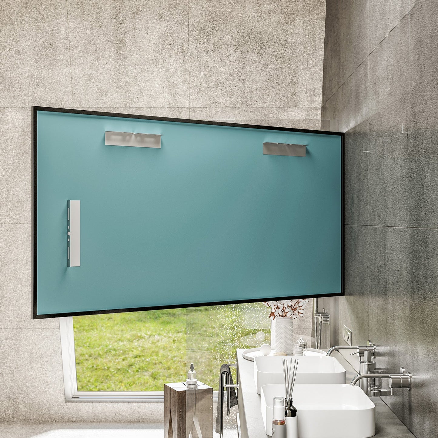 EVIVA Black 60X30 Inch Modern Framed Bathroom Mirror