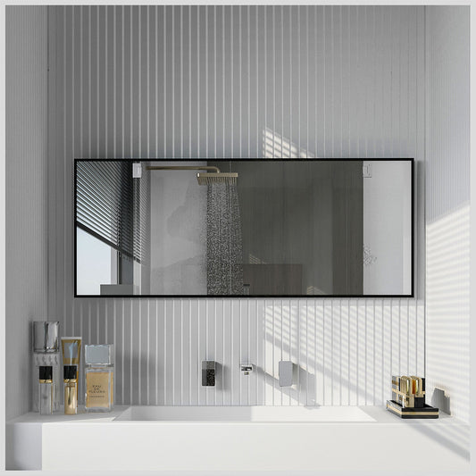 EVIVA Black 72X30 Inch Modern Framed Bathroom Mirror