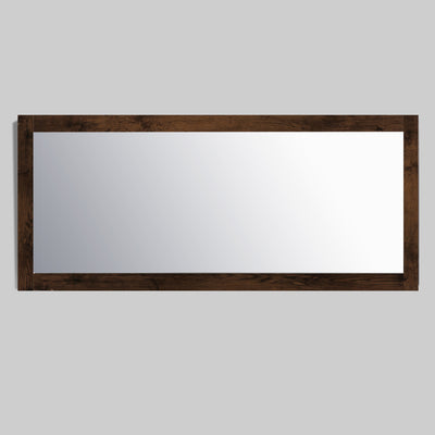 Eviva Sun 72"W x 30"H Rectangular Mirror with Brown Wooden Frame