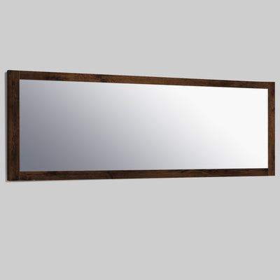 Eviva Sun 72"W x 30"H Rectangular Mirror with Brown Wooden Frame