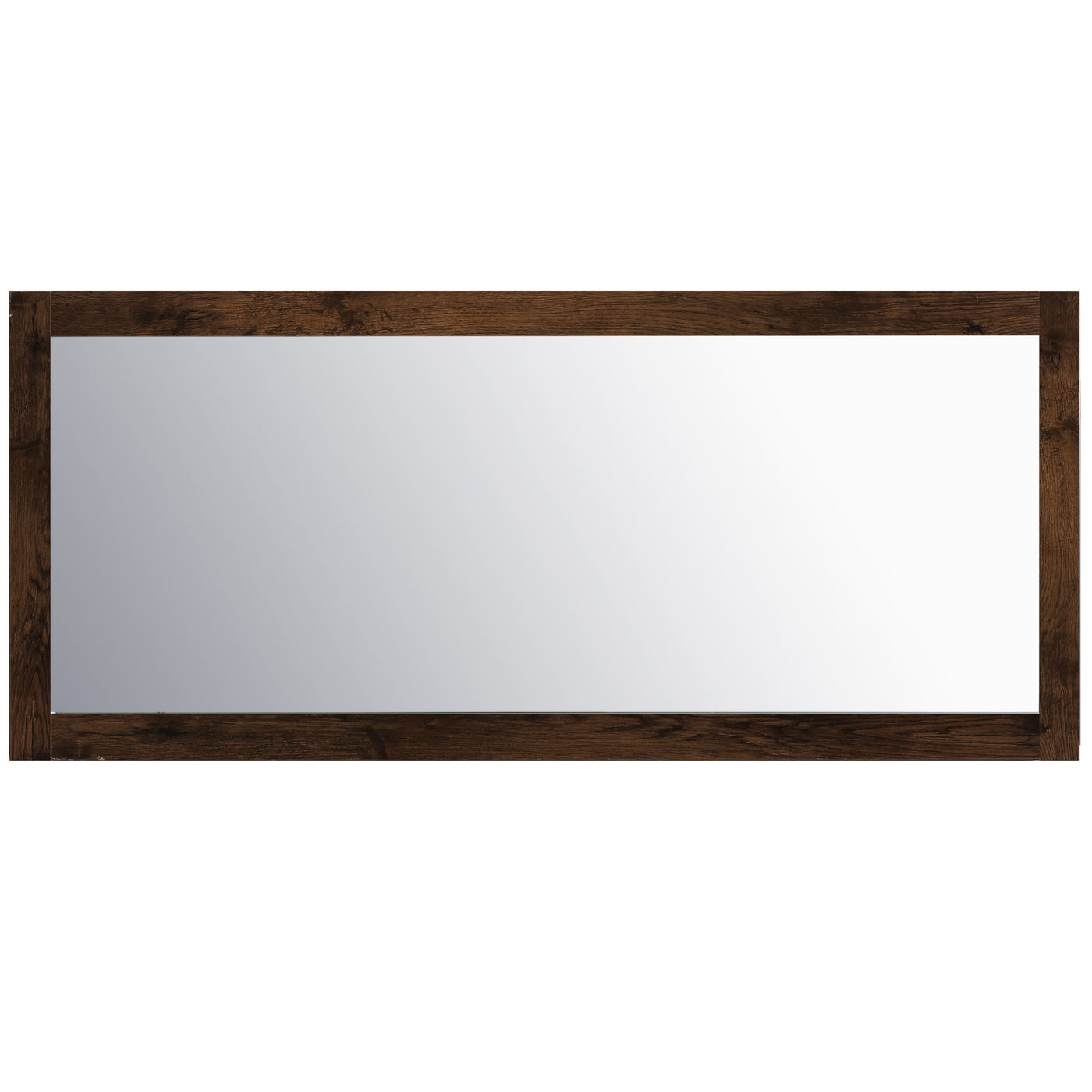 Eviva Sun 72"W x 30"H Rectangular Mirror with Brown Wooden Frame