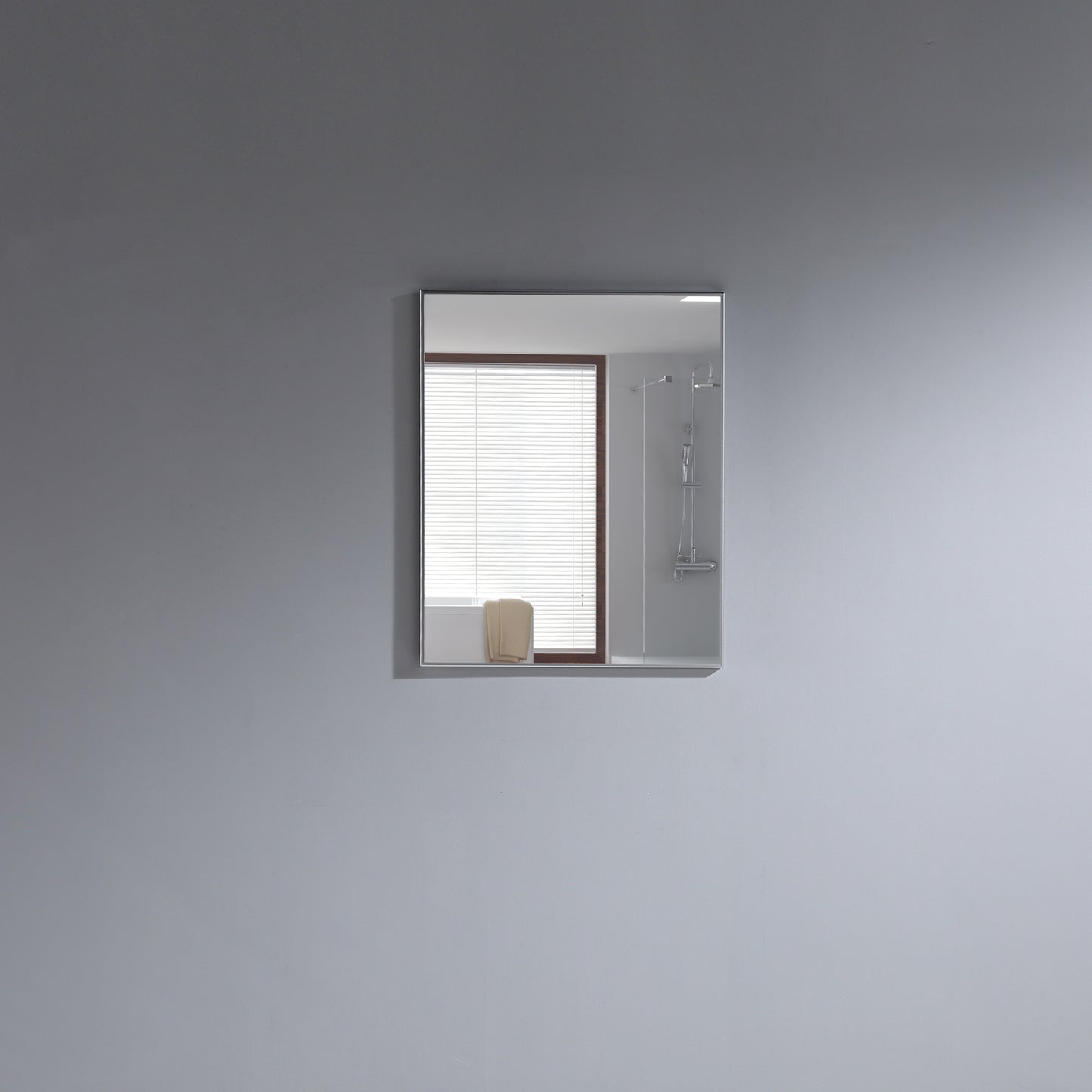 Eviva Sax 24" Brushed Metal Frame Bathroom Wall Mirror