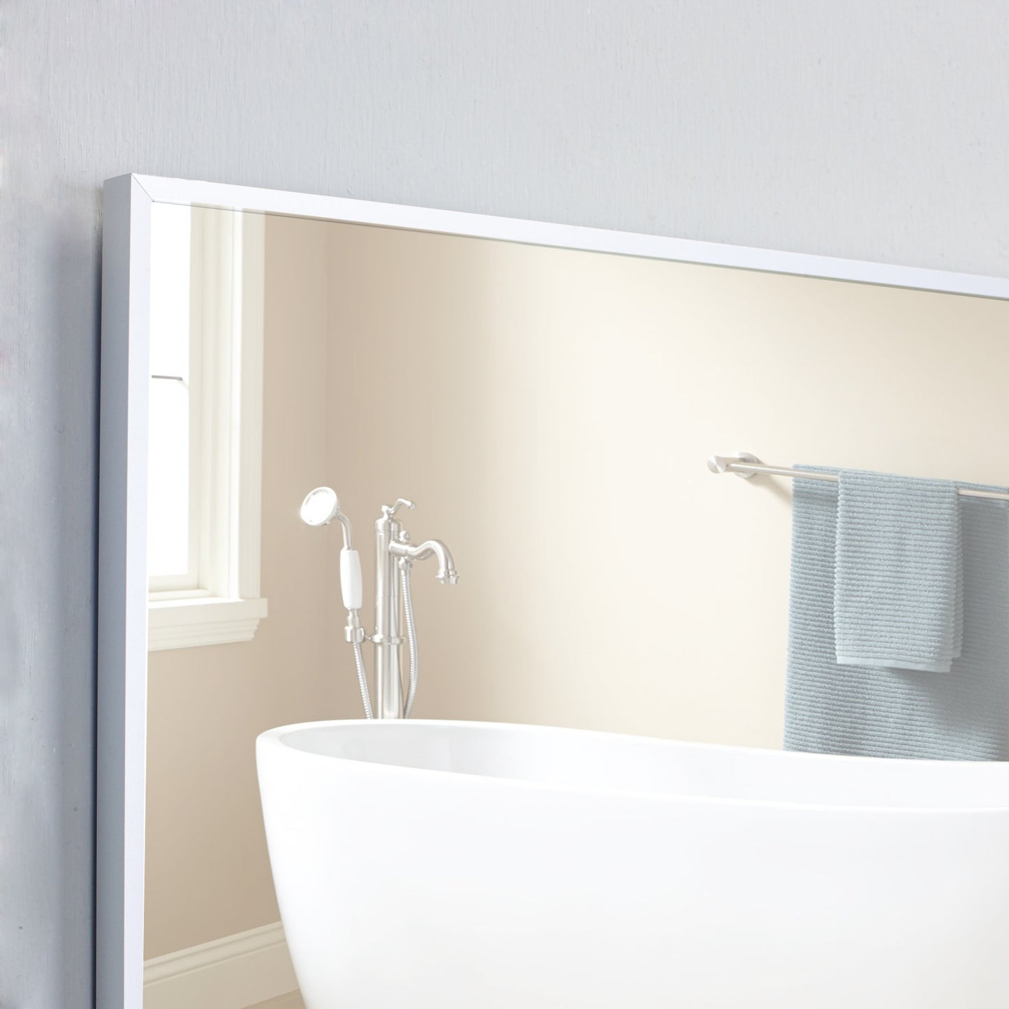 Eviva Sax 30" Brushed Metal Frame Bathroom Wall Mirror