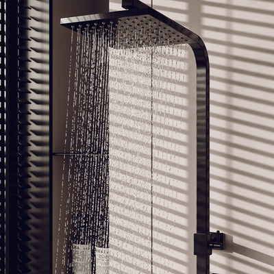 Eviva Liri Black Powder Coated Thermostatic Square Shower Column