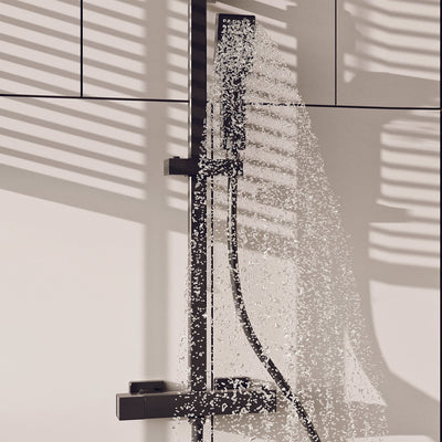 Eviva Liri Black Powder Coated Thermostatic Square Shower Column