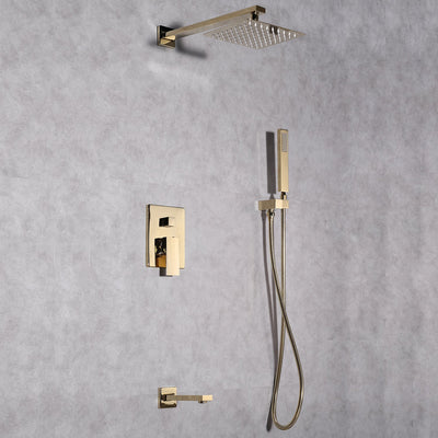 Eviva Beverly Gold Coated Shower and Tub Faucet Set