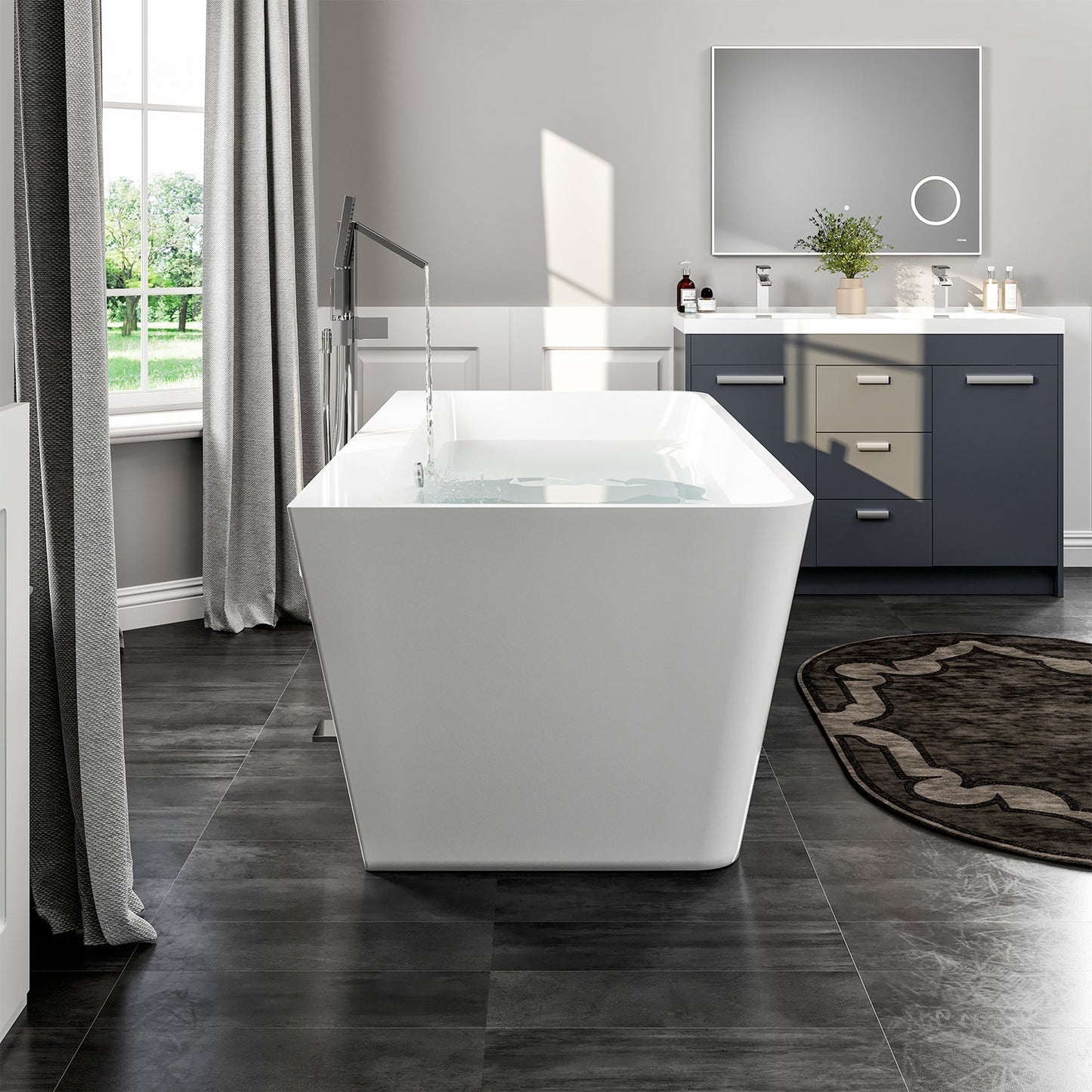 Eviva Essence 60 inch White Acrylic Free Standing Bathtub