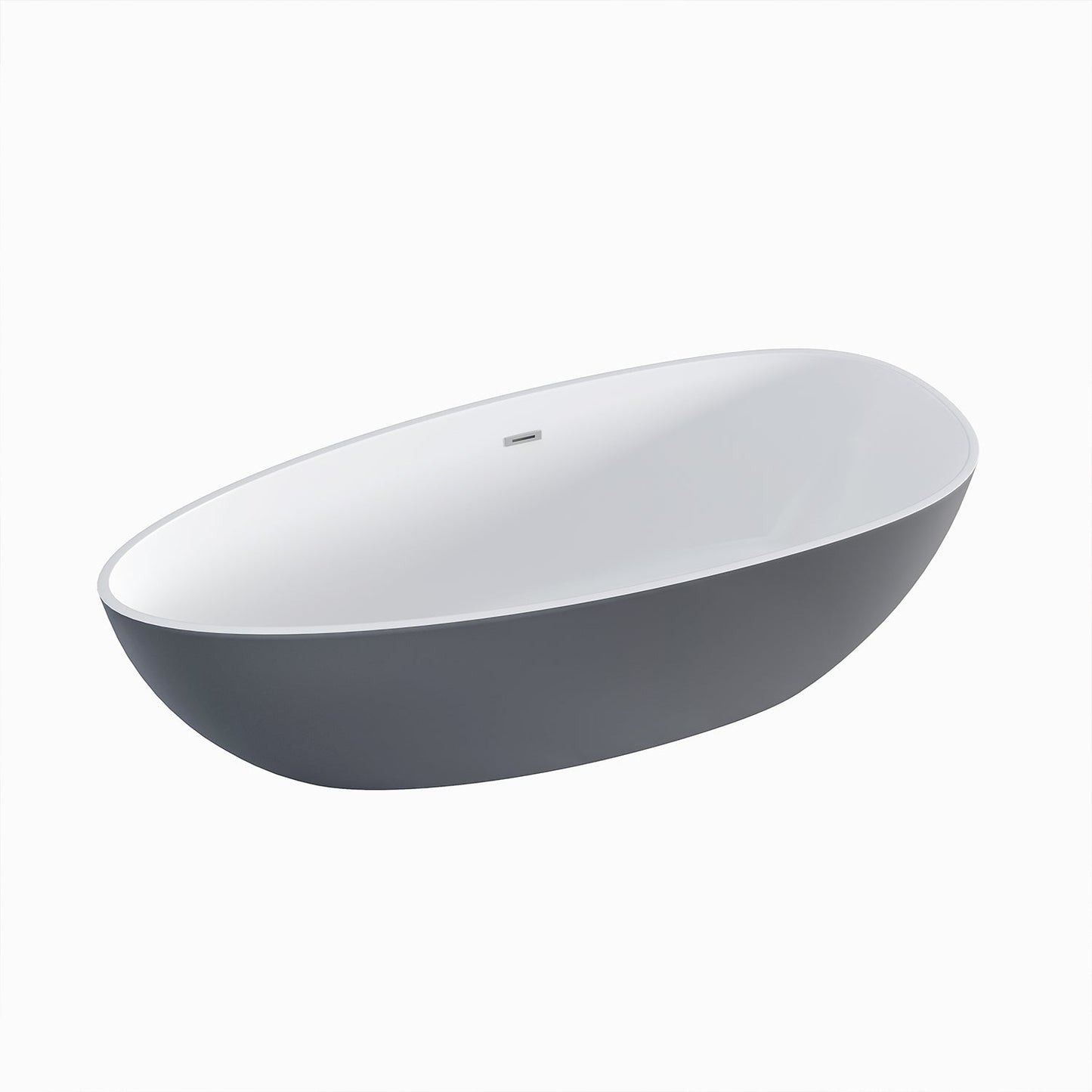 Eviva Viva 60" Solid Surface Gray & White Freestanding Bathtub