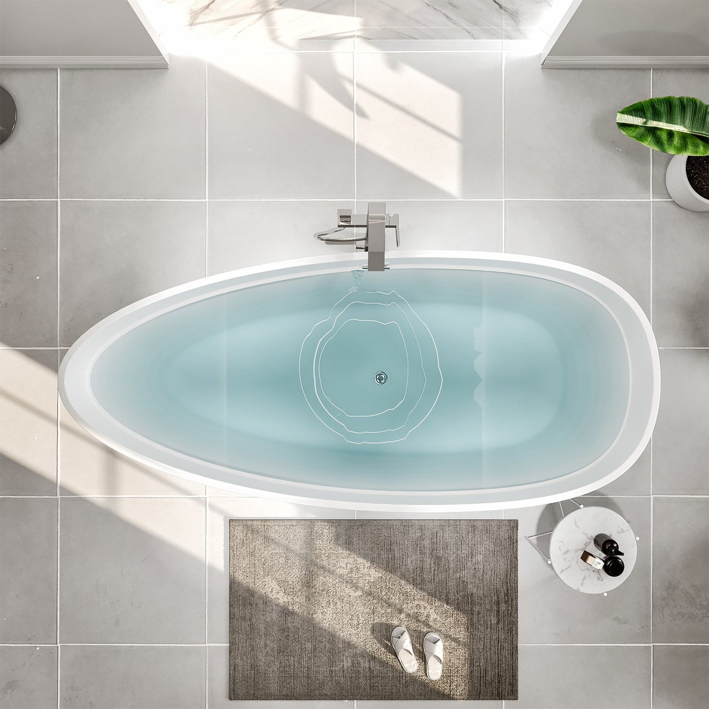 Eviva Viva 60" Solid Surface Gray & White Freestanding Bathtub