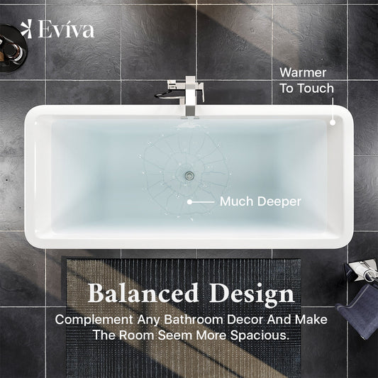 Eviva Aries 59 inch White Freestanding Bathtub