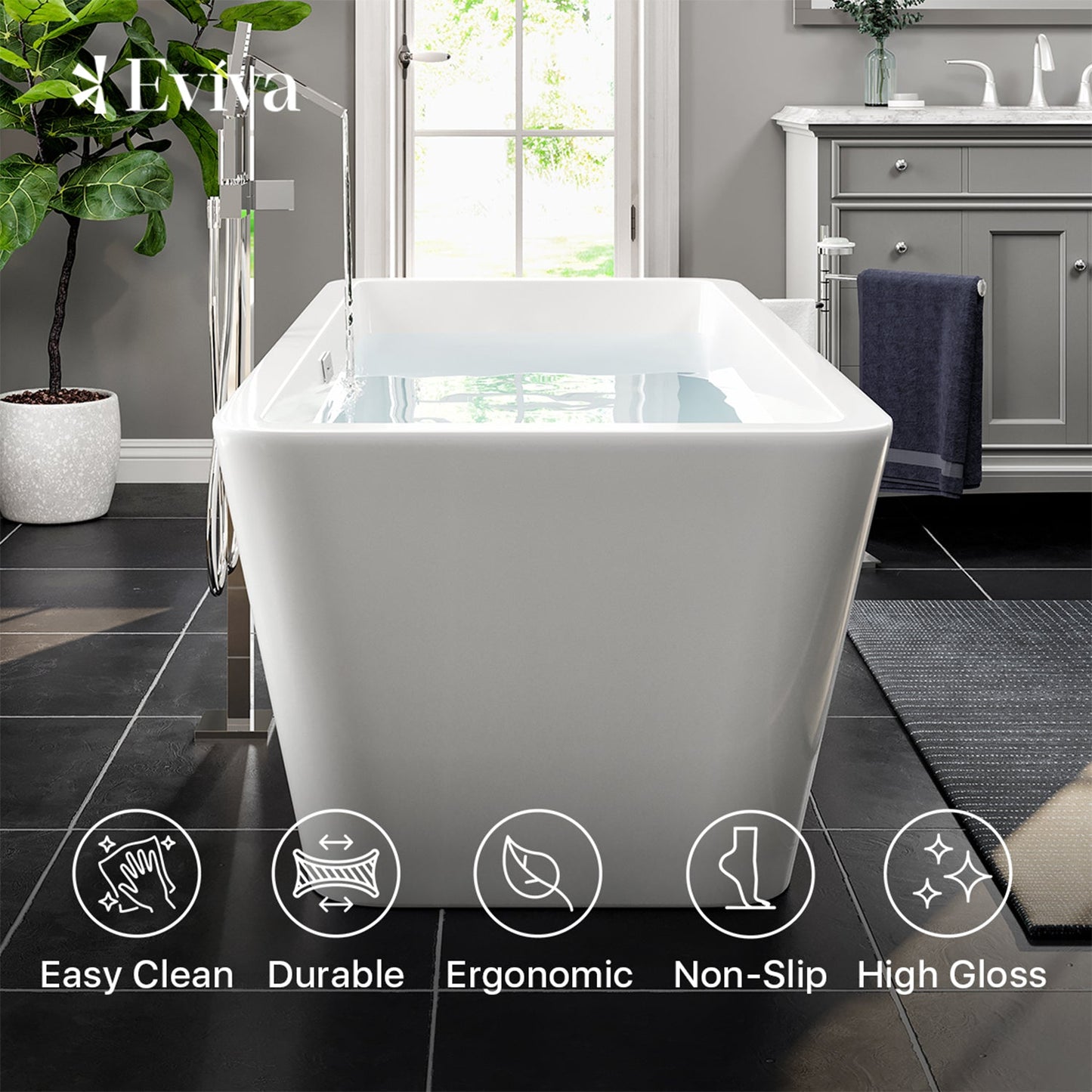 Eviva Aries 59 inch White Freestanding Bathtub