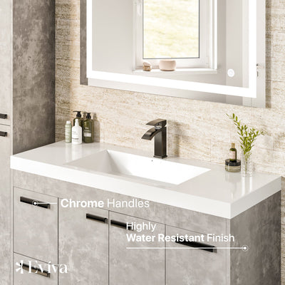 Lugano 42"W x 20"D Concrete Gray Bathroom Vanity with White Acrylic Countertop and Integrated Sink