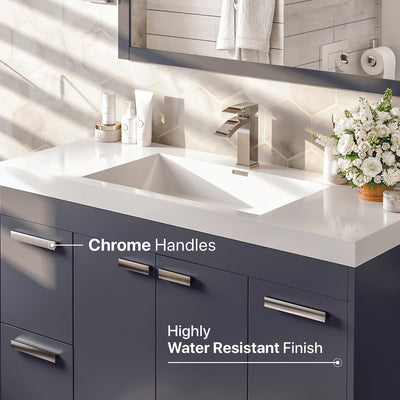 Lugano 48"W x 20"D Gray Bathroom Vanity with White Acrylic Countertop and Integrated Sink