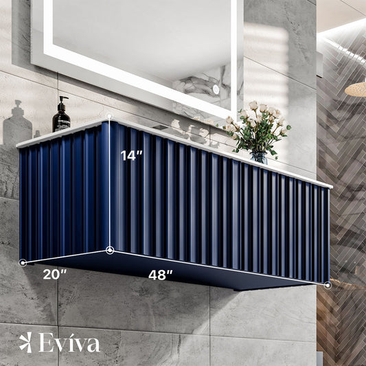 Eviva Dolce Vita 48 Ocean Blue Wall Mount Vanity with Solid Surface Integrated Sink