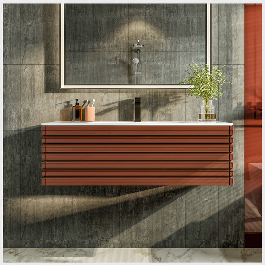 Dream 42"W x 20"D Terracotta Bathroom Vanity with Solid Surface Countertop and Integrated Sink
