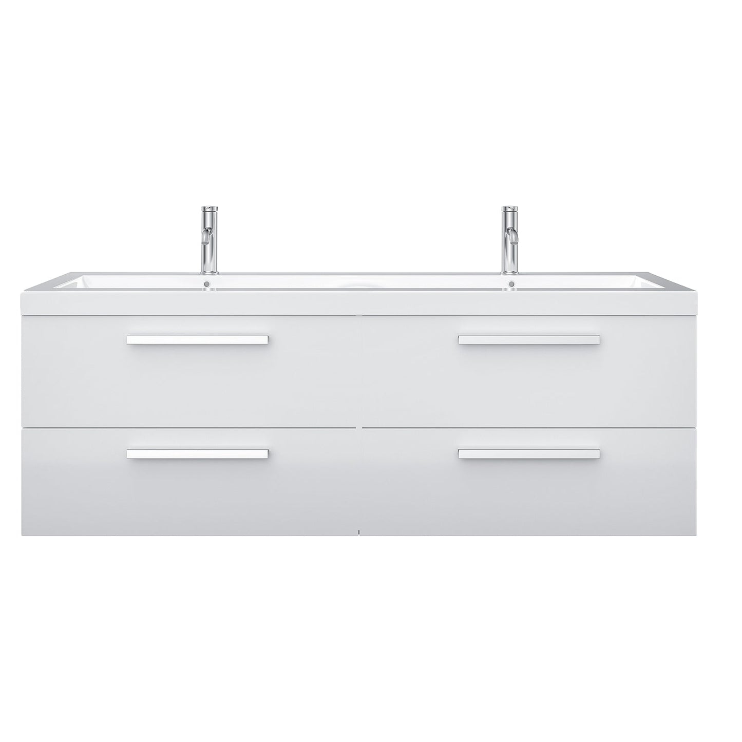 Eviva Surf 57" White Modern Bathroom Vanity Set with Integrated White Acrylic Double Sink