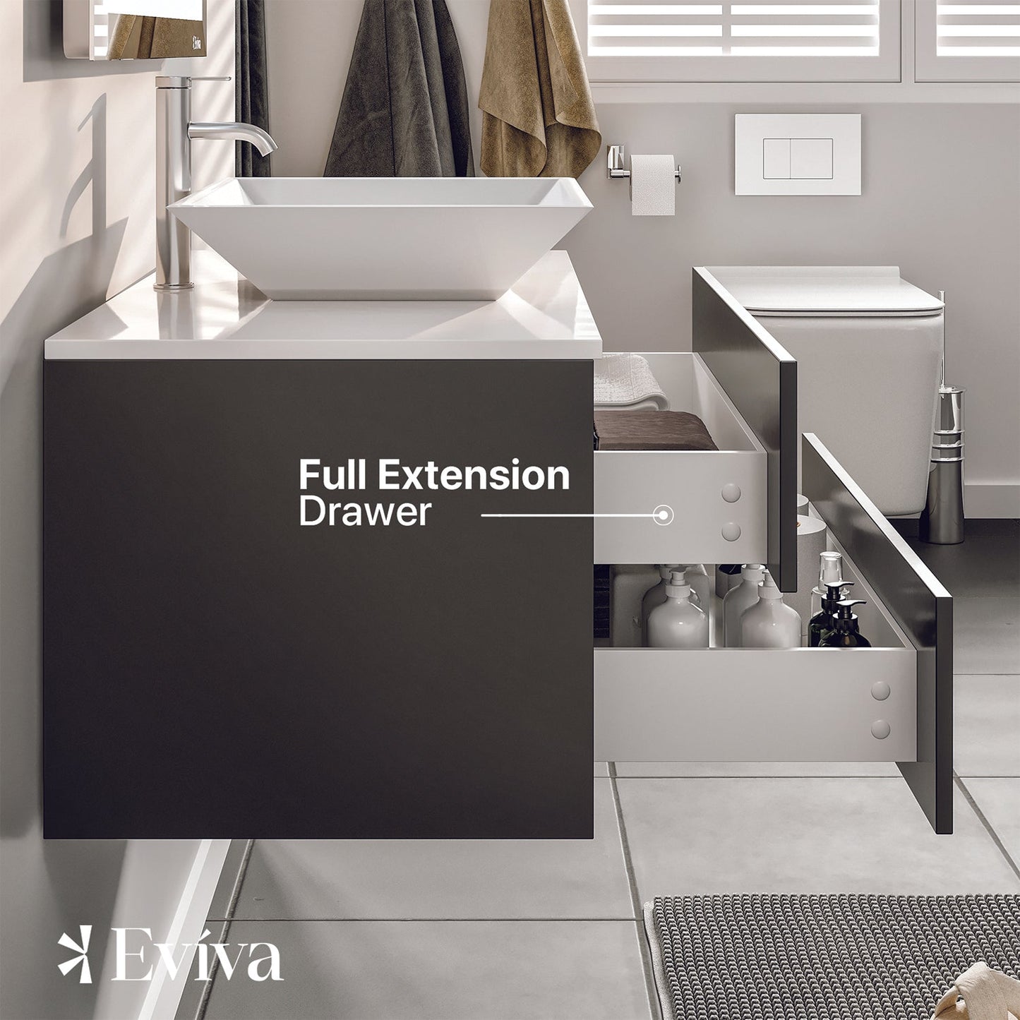 Totti Wave 30" Espresso Modern Bathroom Vanity w/ Super White Man-Made Stone Top & Sink
