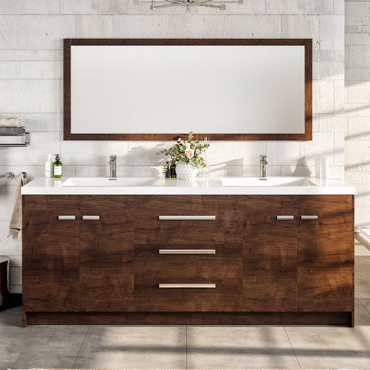 Eviva Lugano 84 inch Rosewood Bathroom Vanity