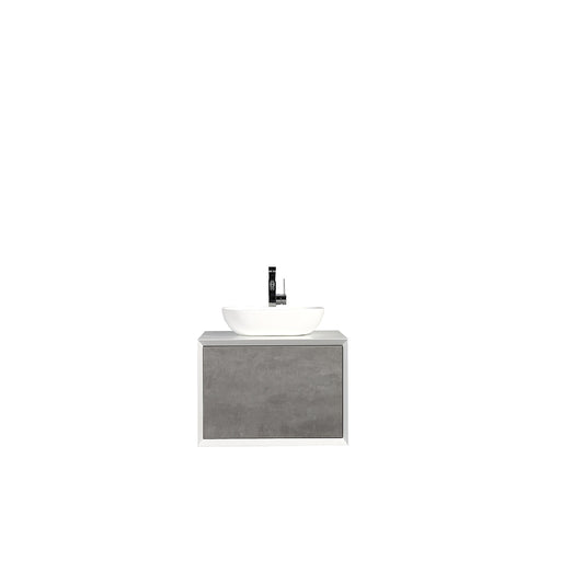 Santa Monica 30"W x 22"D Gray Wall Mount Bathroom Vanity with Solid Surface Countertop and Vessel Solid Surface Sink