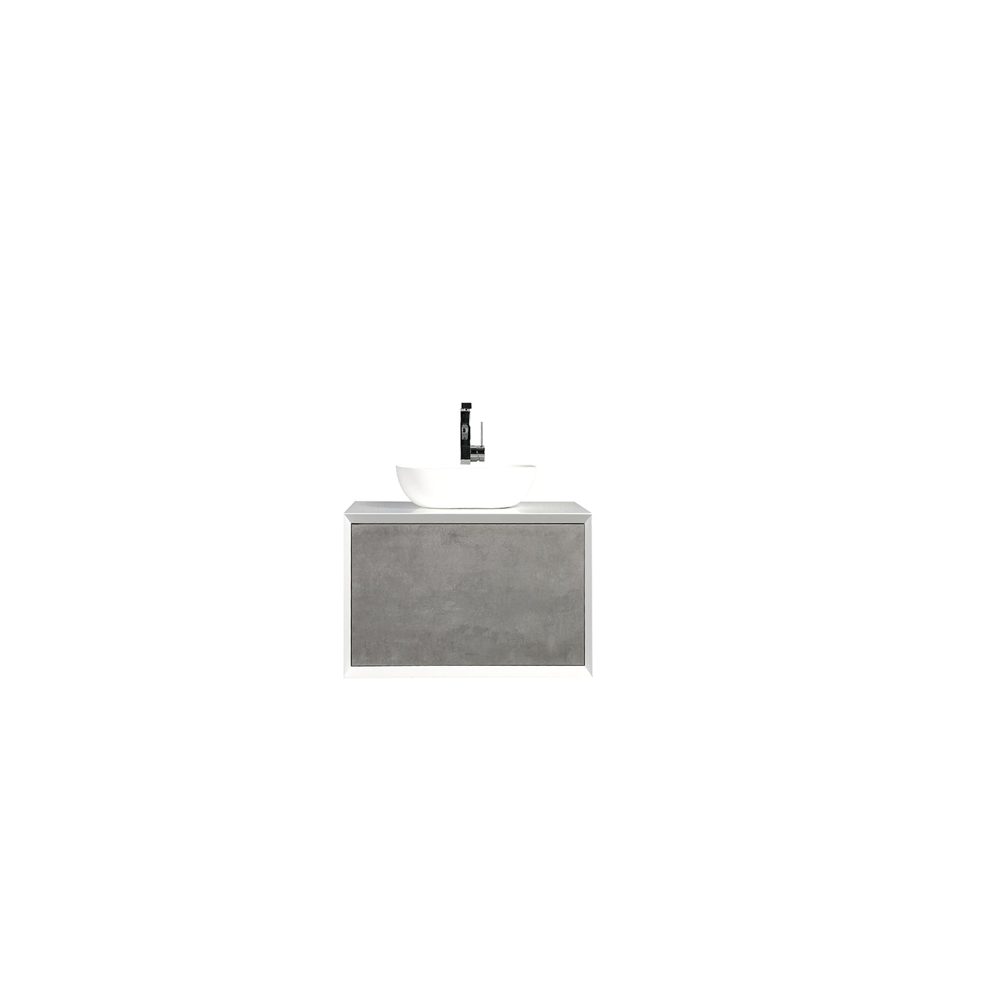 Eviva Santa Monica 36" Gray Wall Mount Bathroom Vanity w/ Solid Surface Sink