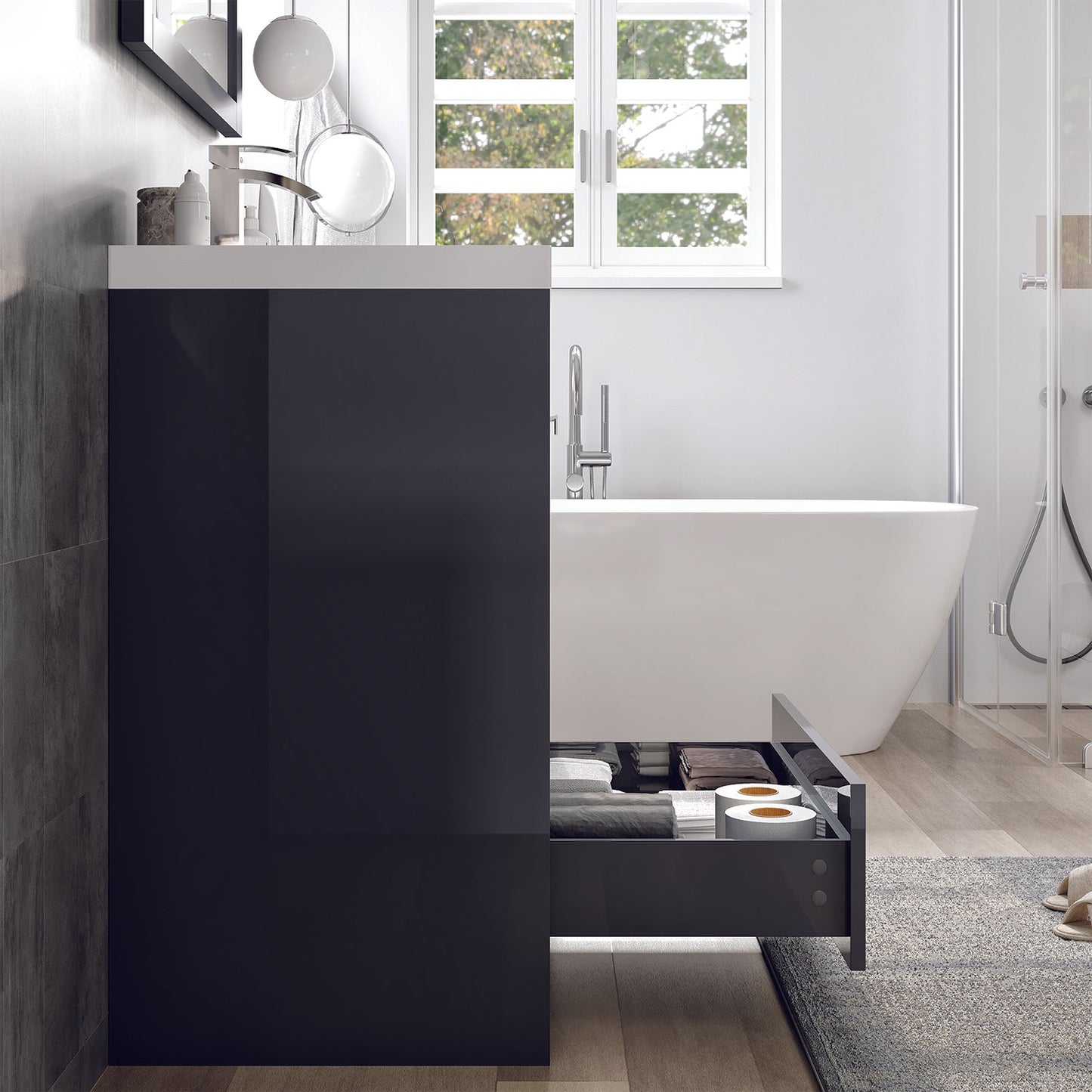 Eviva Lugano 30" Gray Modern Bathroom Vanity w/ White Integrated Top