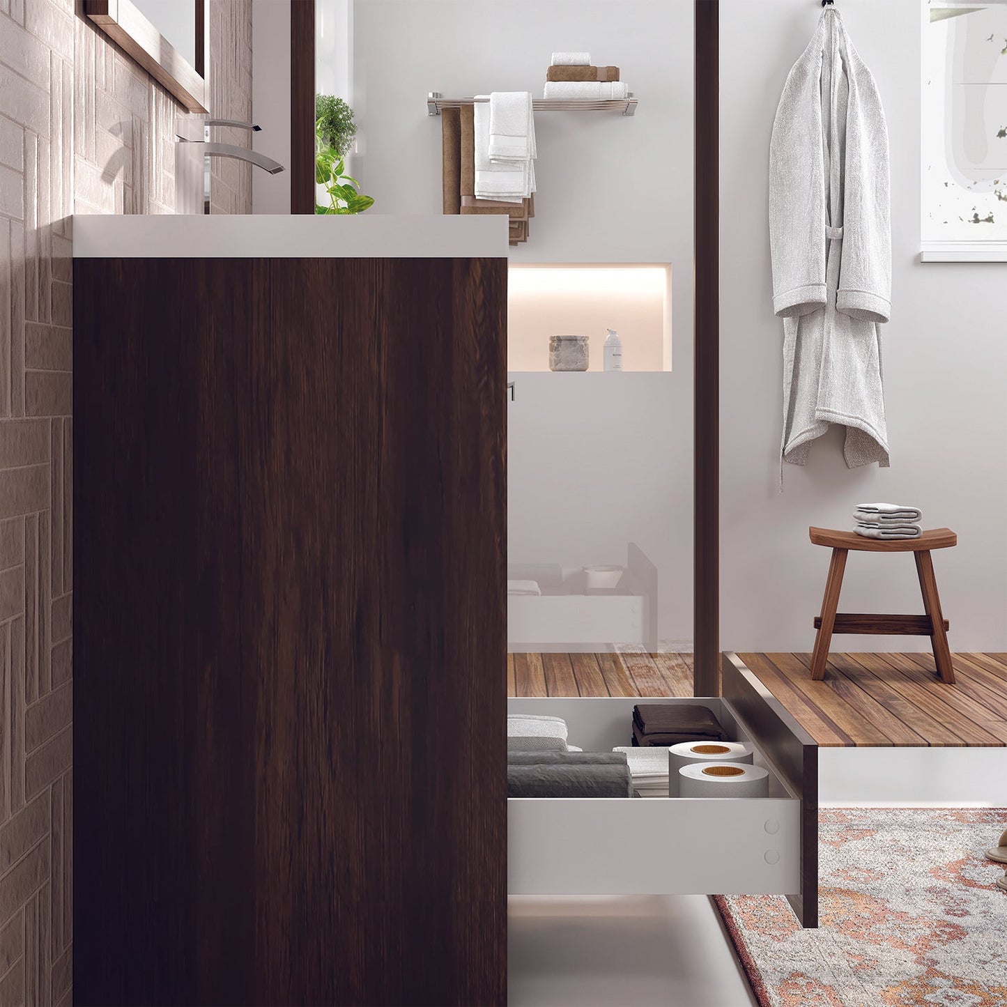 Eviva Lugano 30" Rosewood Modern Bathroom Vanity w/ White Integrated Top