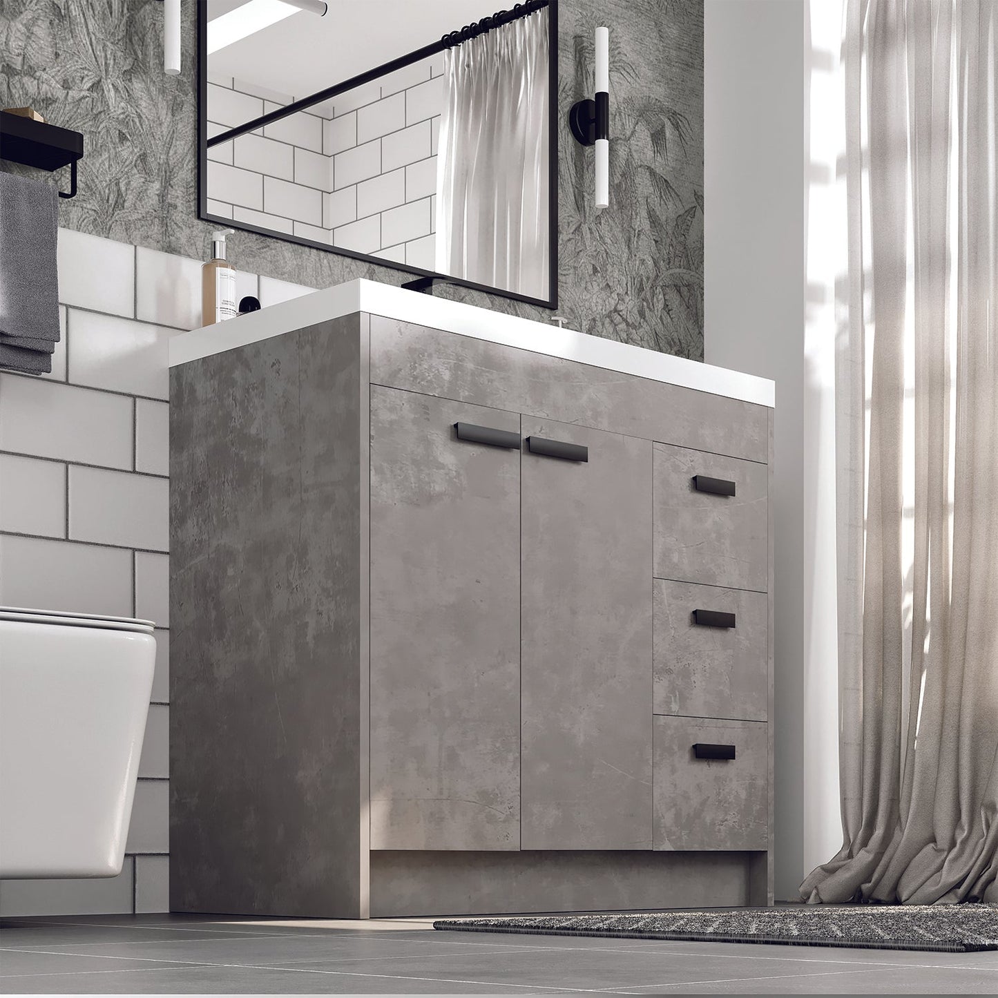 Eviva Lugano 36 inch Cement Gray Bathroom Vanity