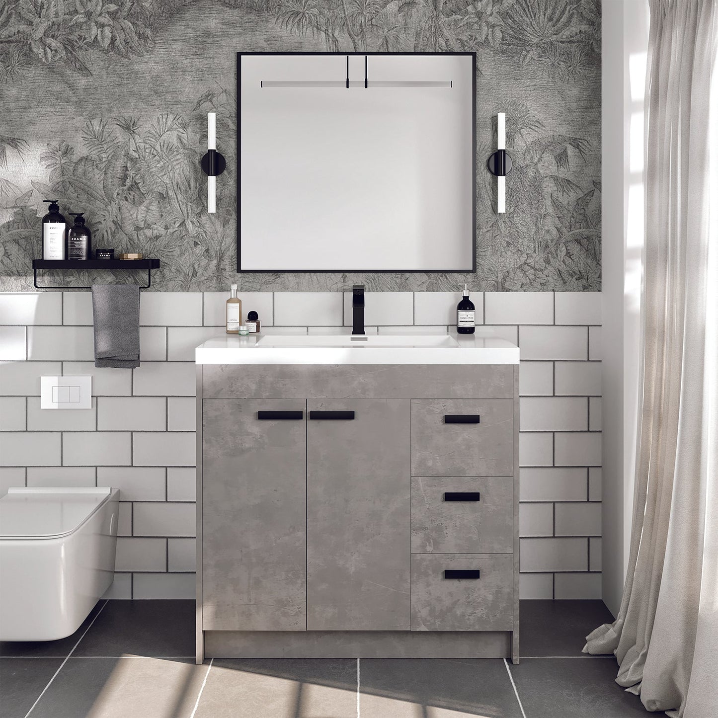 Eviva Lugano 36 inch Cement Gray Bathroom Vanity