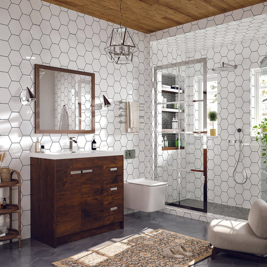 Eviva Lugano 36 inch Rosewood Bathroom Vanity