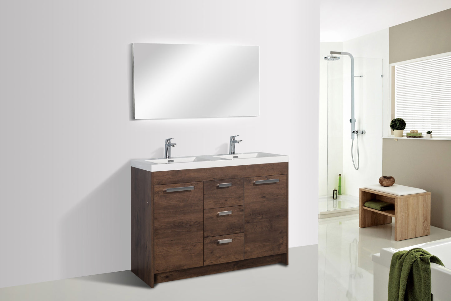 Eviva Lugano 48 inch Rosewood Double Sink Bathroom Vanity