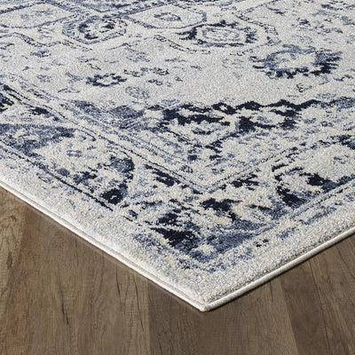 Capricorn 2' x 8' Oriental Blue/Cream Rug