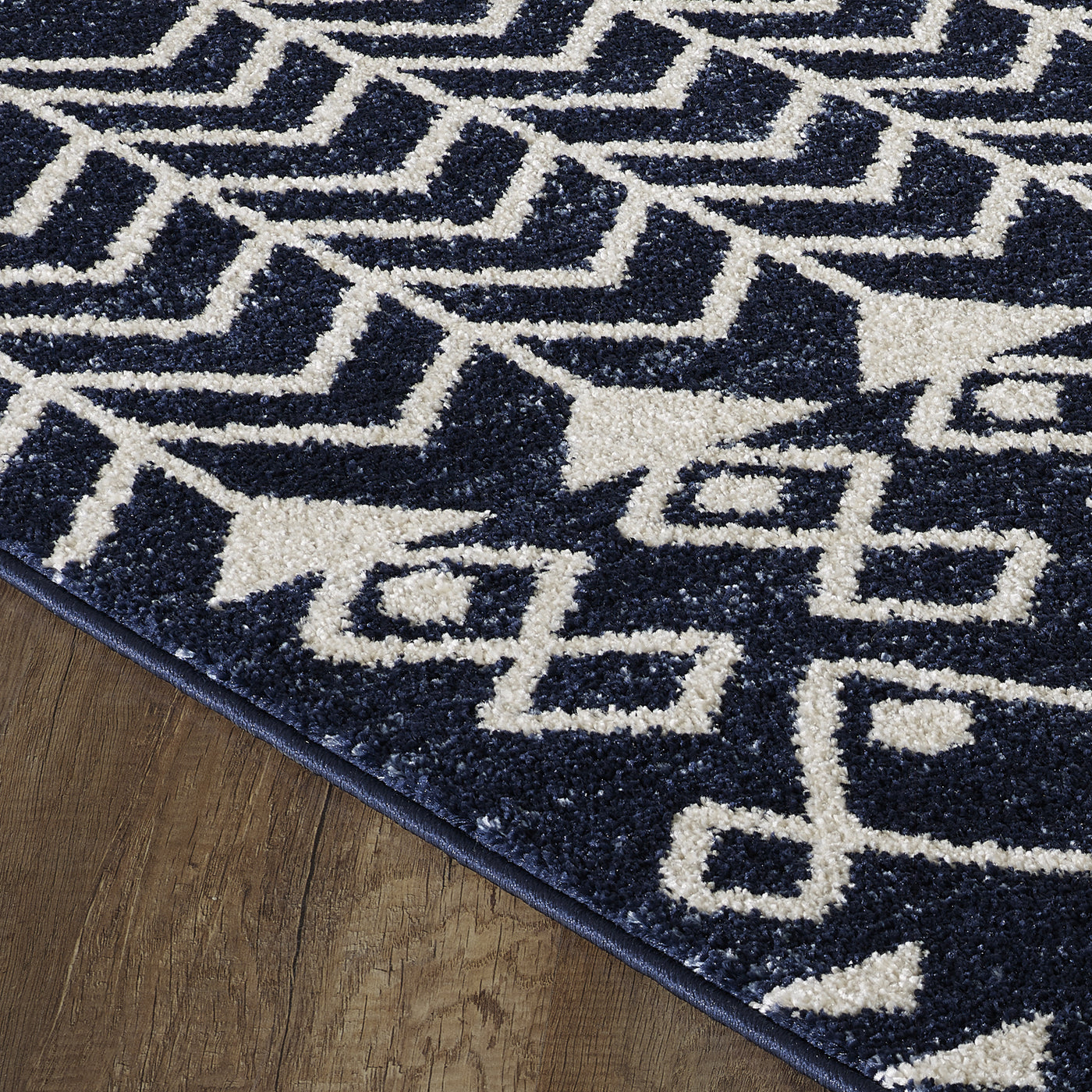 Loops 2' x 8' Ikat Blue/Cream Rug