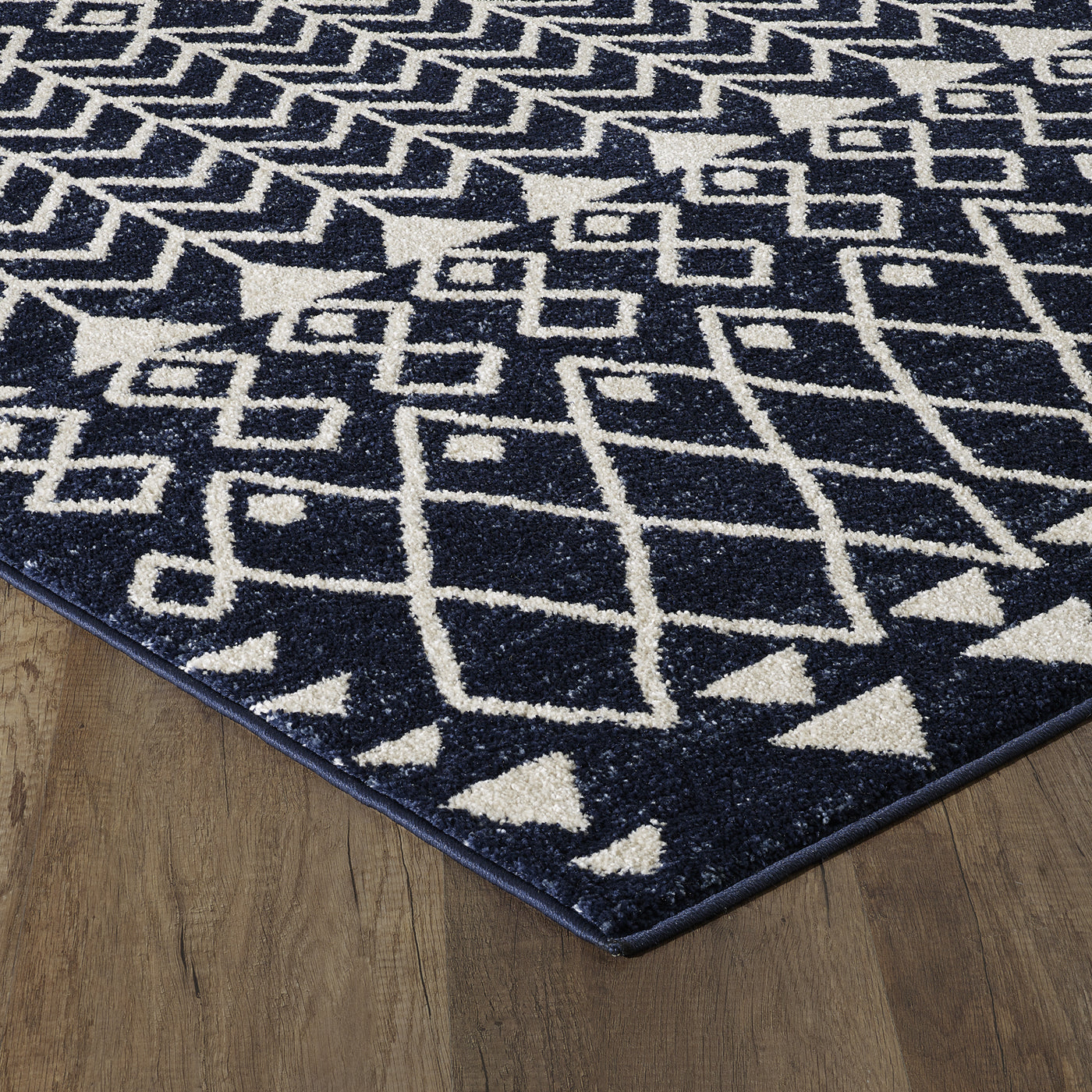 Loops 2' x 8' Ikat Blue/Cream Rug