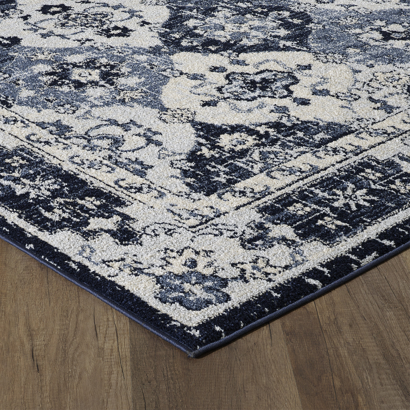 Mosaic 2' x 8' Damask Blue/Gray Rug