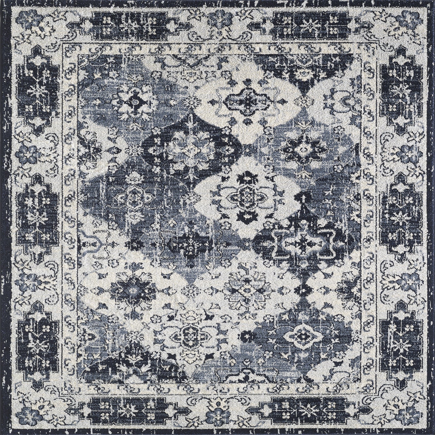 Totti Mosaic Navy/Gray 2x8 Oriental Rug