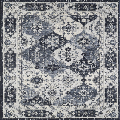 Mosaic 2' x 8' Damask Blue/Gray Rug