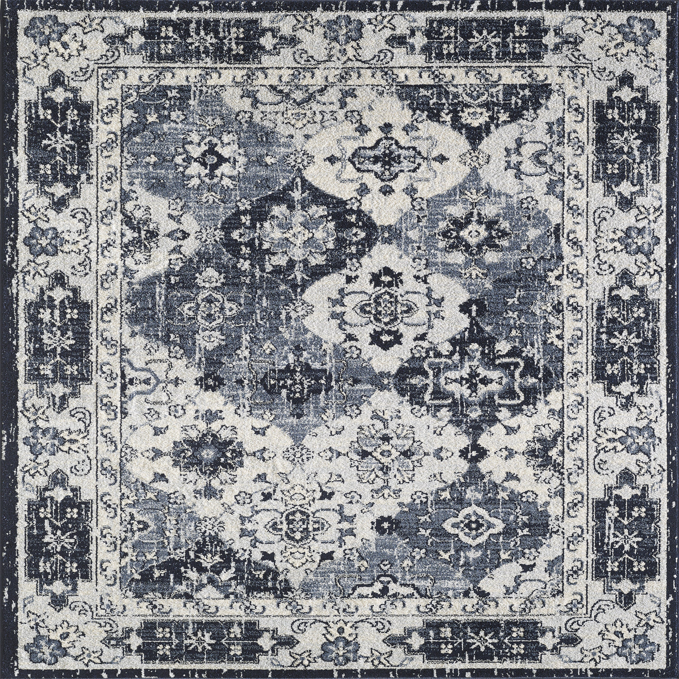 Mosaic 8' x 10' Damask Blue/Gray Rug