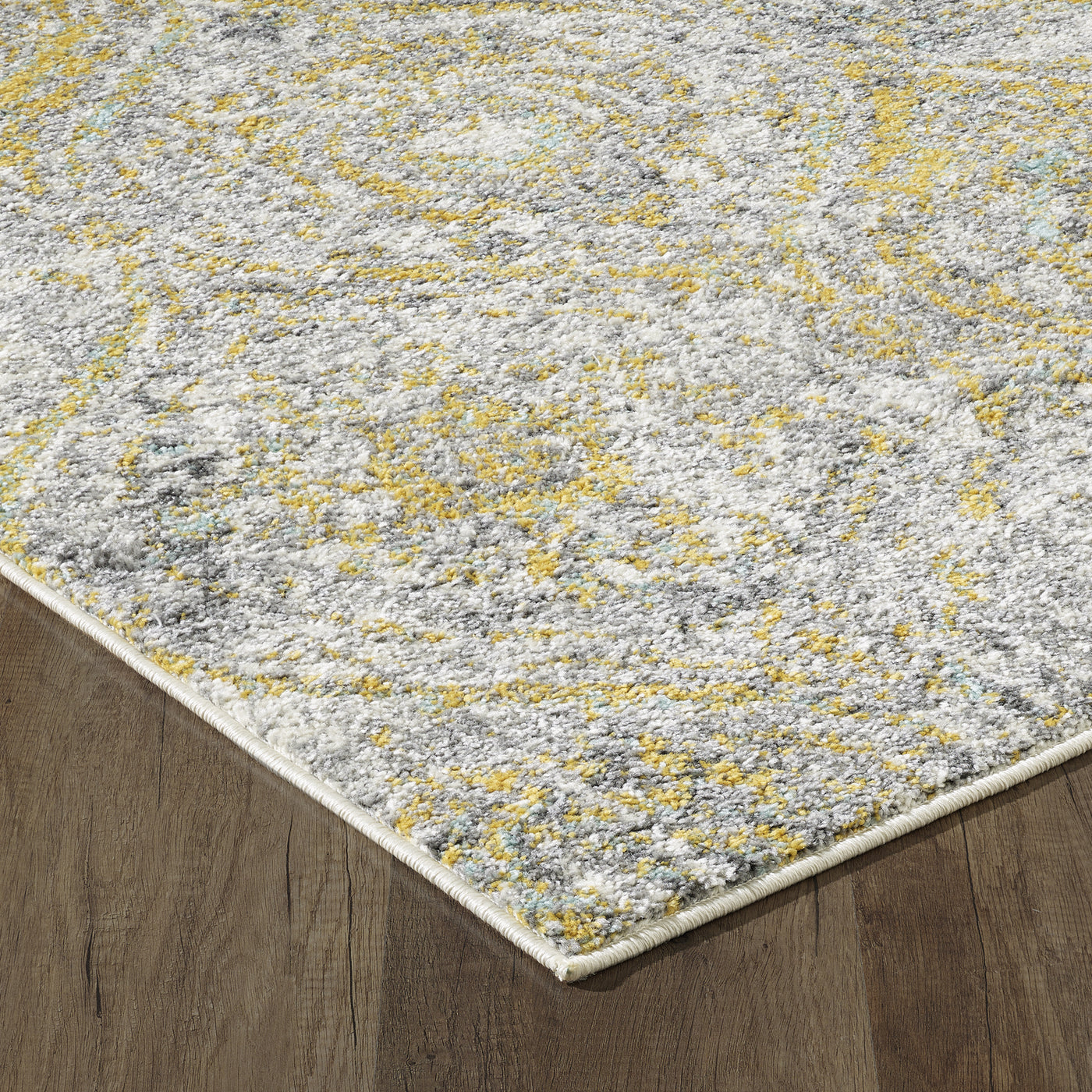 Loops 3' x 5' Damask Cream/Gray/Yellow Rug